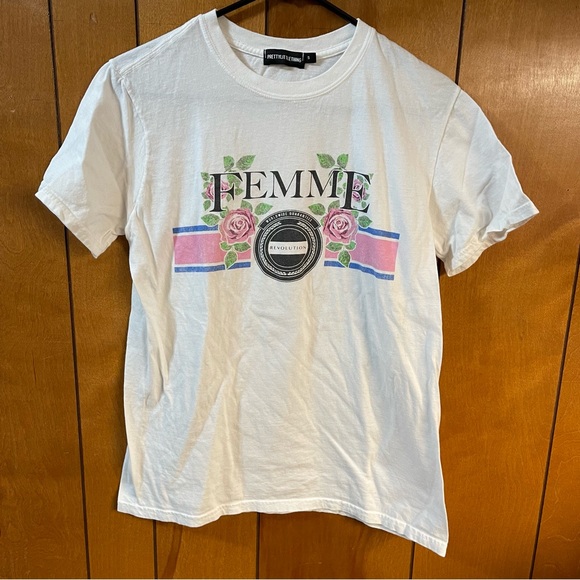 PrettyLittleThing Femme T-shirt Tee Shirt Short Sleeve Top Sz S EUC - Picture 1 of 4